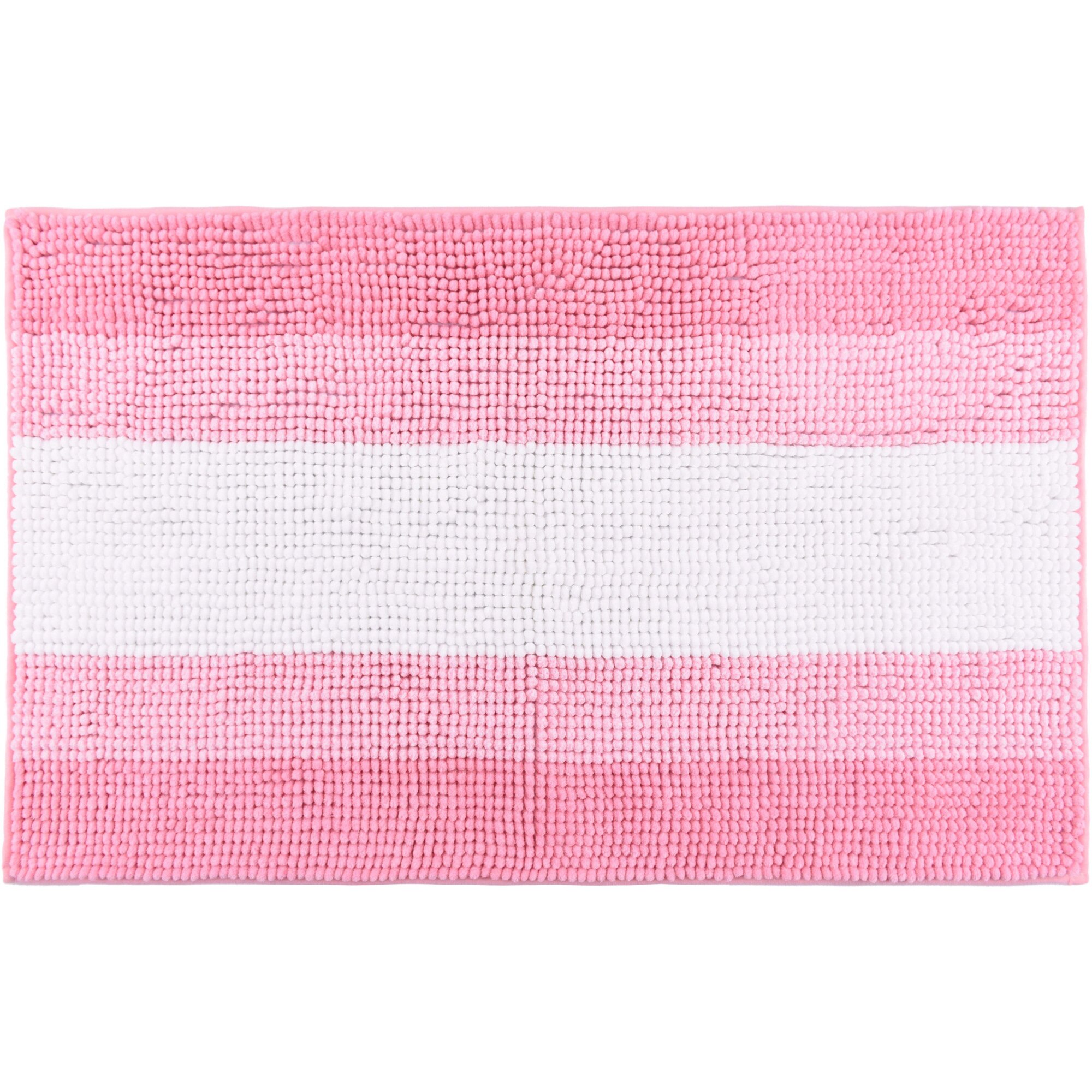 Covoras baie Kring Chenille, 1400 gsm, 50x80 cm, Roz/Alb